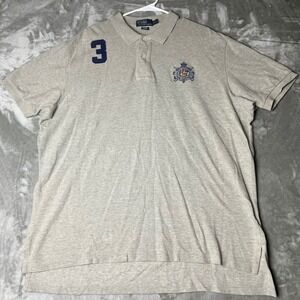 Polo Ralph Lauren Shirt Men's XXL Gray Bleeker Patch Polo Vintage Sports Rugby